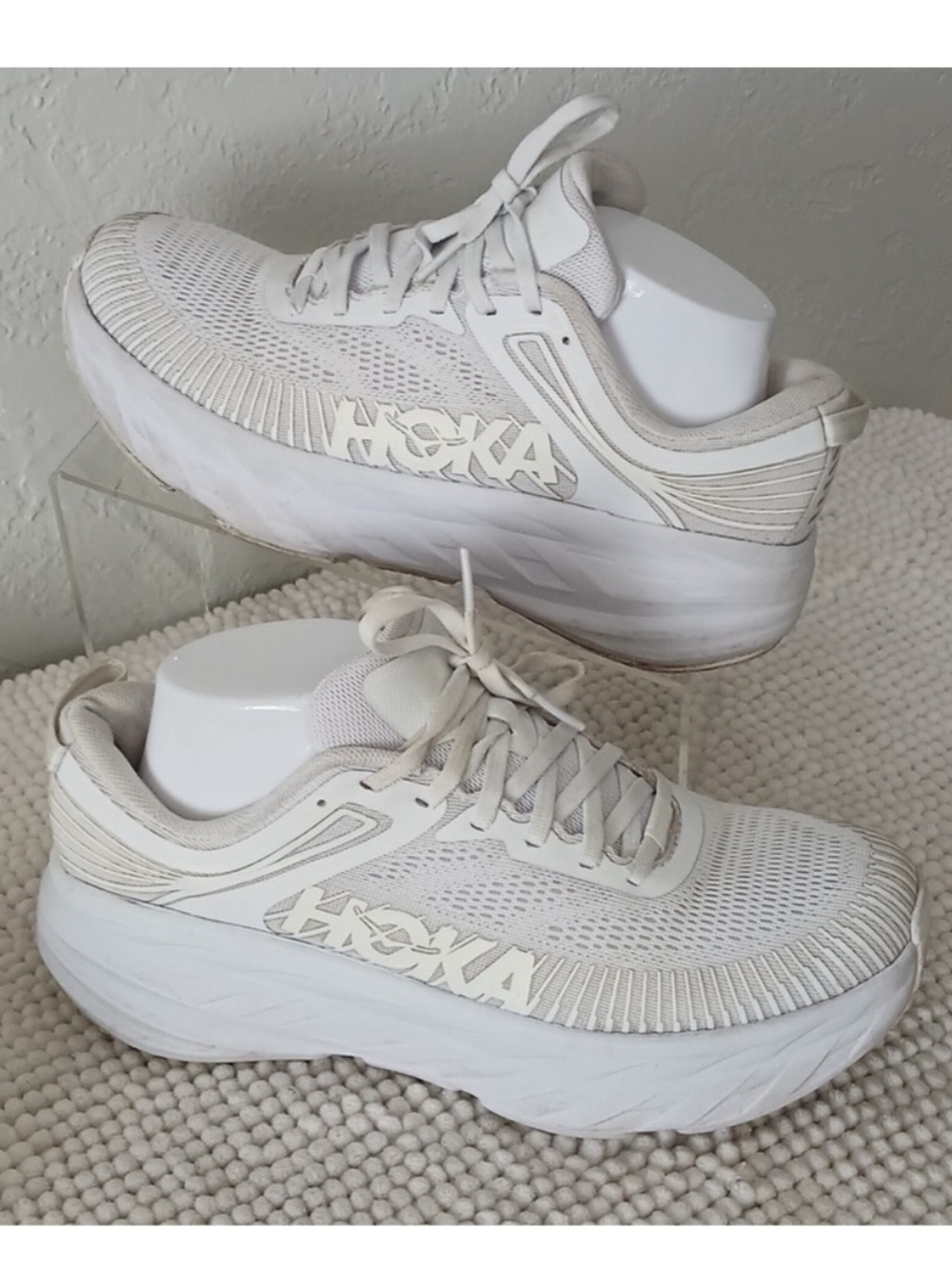 Hoka One One Bondi 7 Women's White Running Sneakers